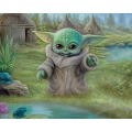 Yoda Leinwandgröße 30x40 cm und runde Steine
