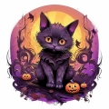 Vollrundbohrdiamantgemälde – Schwarze Halloween-Katze – 40 x 40 cm
